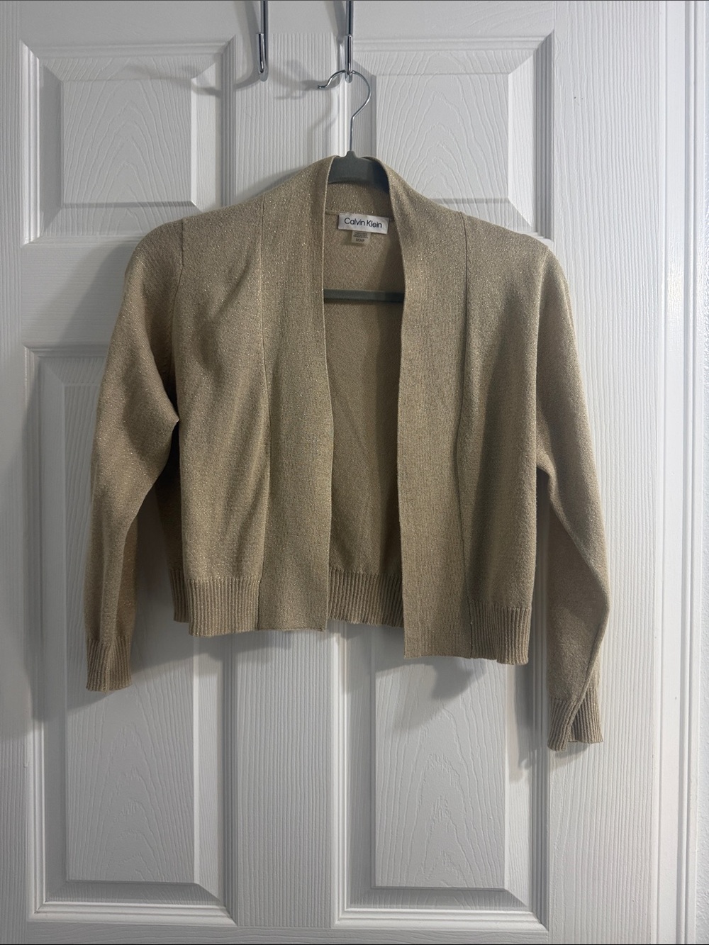 Calvin Klein Women's Open-Front Tan Cropped Cardigan